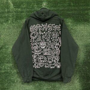 Keith Haring Artwork Collage Hoodie Size Large